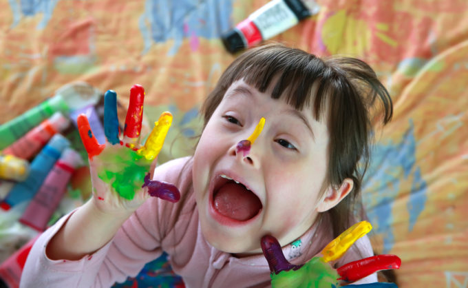 Child finger painting
