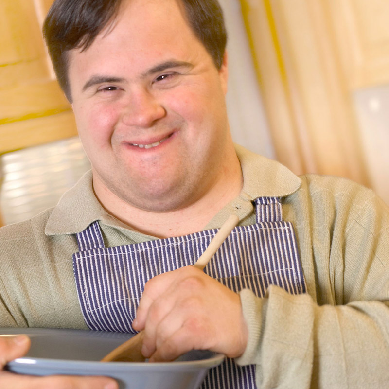 adult with down syndrome cooking